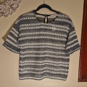 LOFT Monochrome Striped Blouse